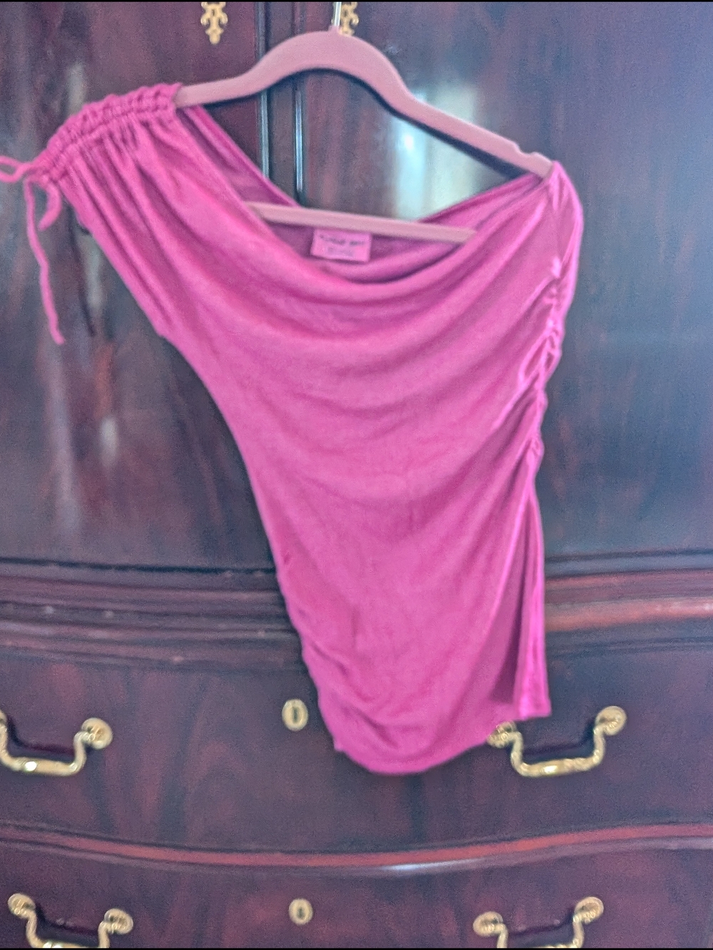 VTG Michael Stars Pink Shimmer Off the Shoulder Ruched Top NWT One Size